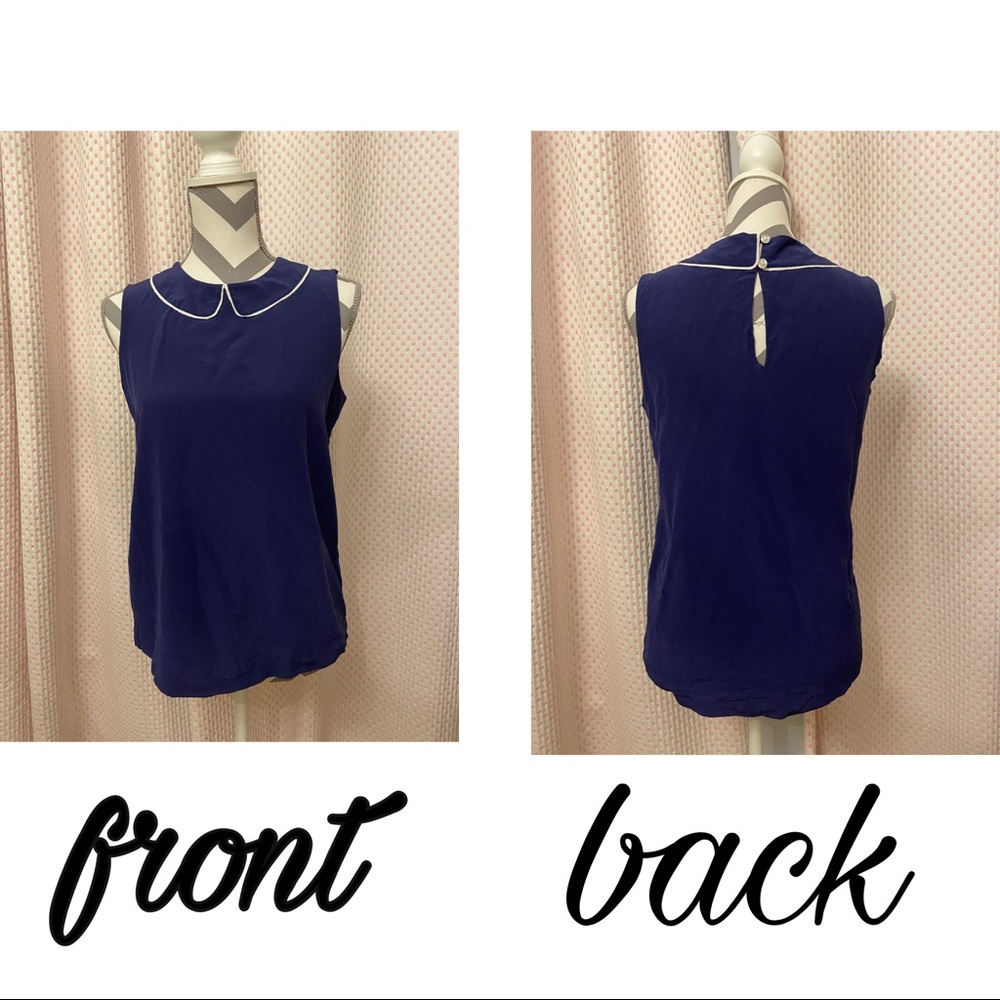 navy and white top